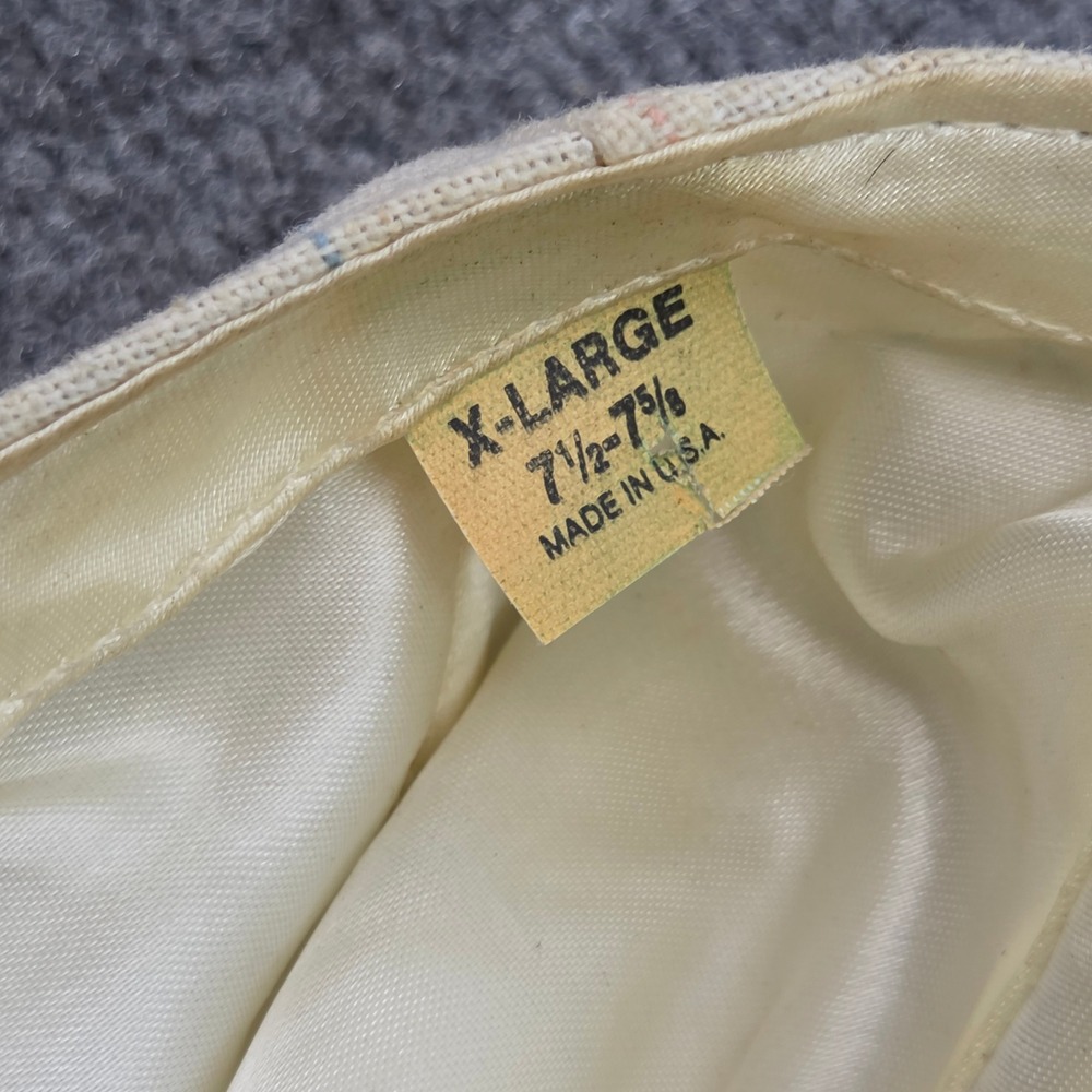 Vintage Newsboy Cap Mens XL Cream Plaid Windowpane Patina Flat Ivy Hat Made USA - Picture 8 of 9